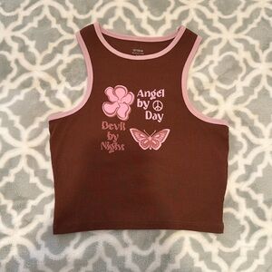 Cotton on brown and pink graphic tank